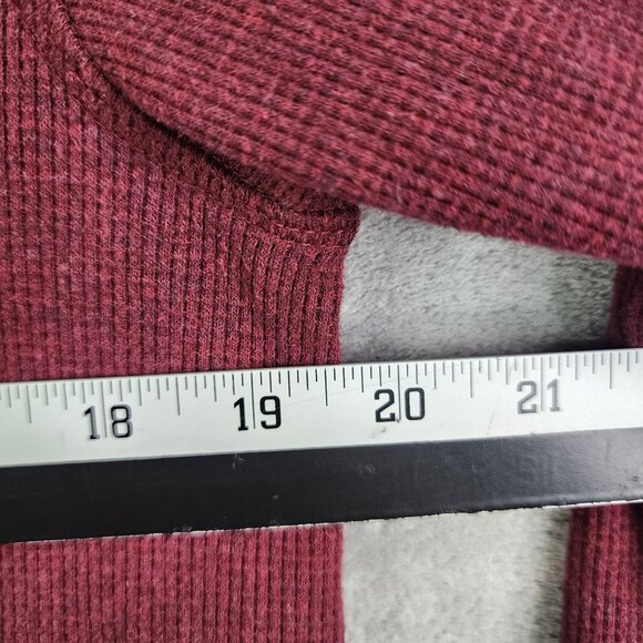 Mens Burgundy Members Mark Thermal Henley Shirt Long Sleeve Size M - Picture 9 of 11